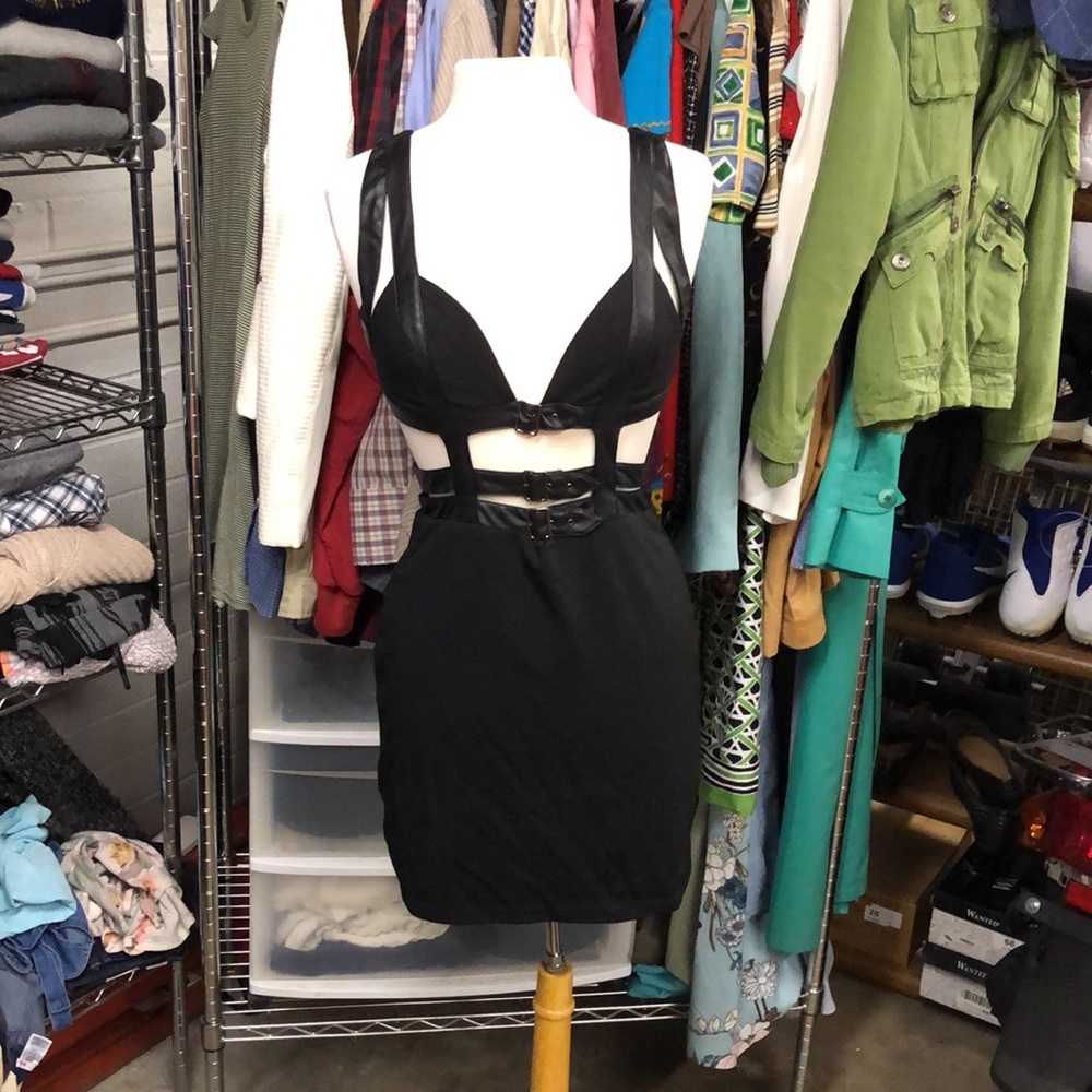 Tobi LBD With Faux Leather Straps and Buckles ⛓